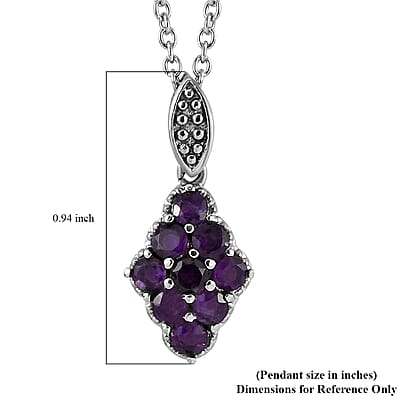 Multi Gemstone Elongated Pendant Necklace 20 Inches in Stainless Steel 1.20 ctw