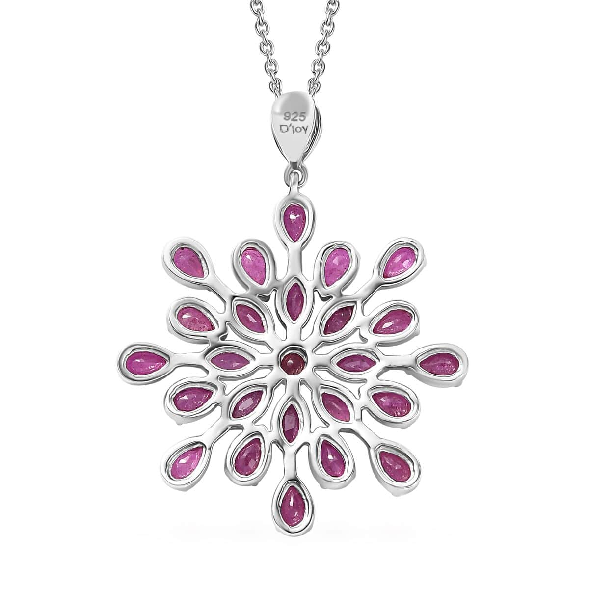 Niassa Ruby (FF) 10.25 ctw Snowflake Pendant Necklace in Platinum Over Sterling Silver 20 Inches image number 4