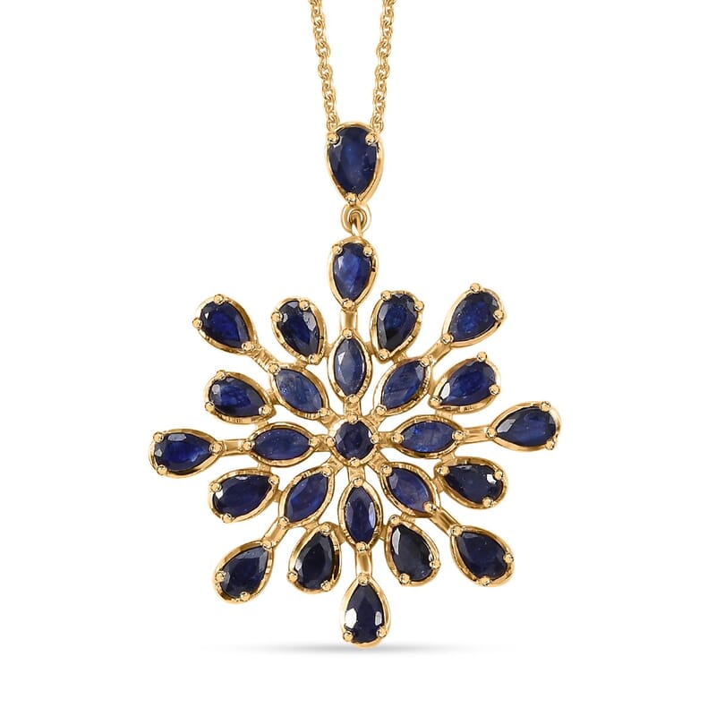 Masoala Sapphire (D) 7.00 ctw Pendant Necklace 20 Inches in Vermeil Yellow Gold Over Sterling Silver