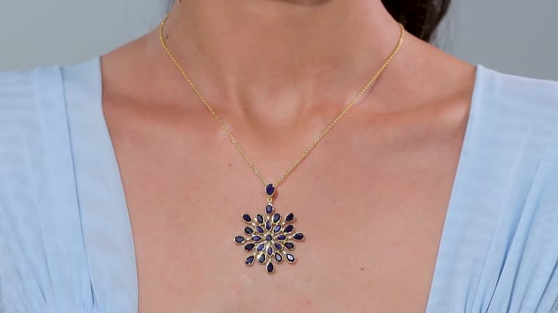Masoala Sapphire (D) 7.00 ctw Pendant Necklace 20 Inches in Vermeil Yellow Gold Over Sterling Silver