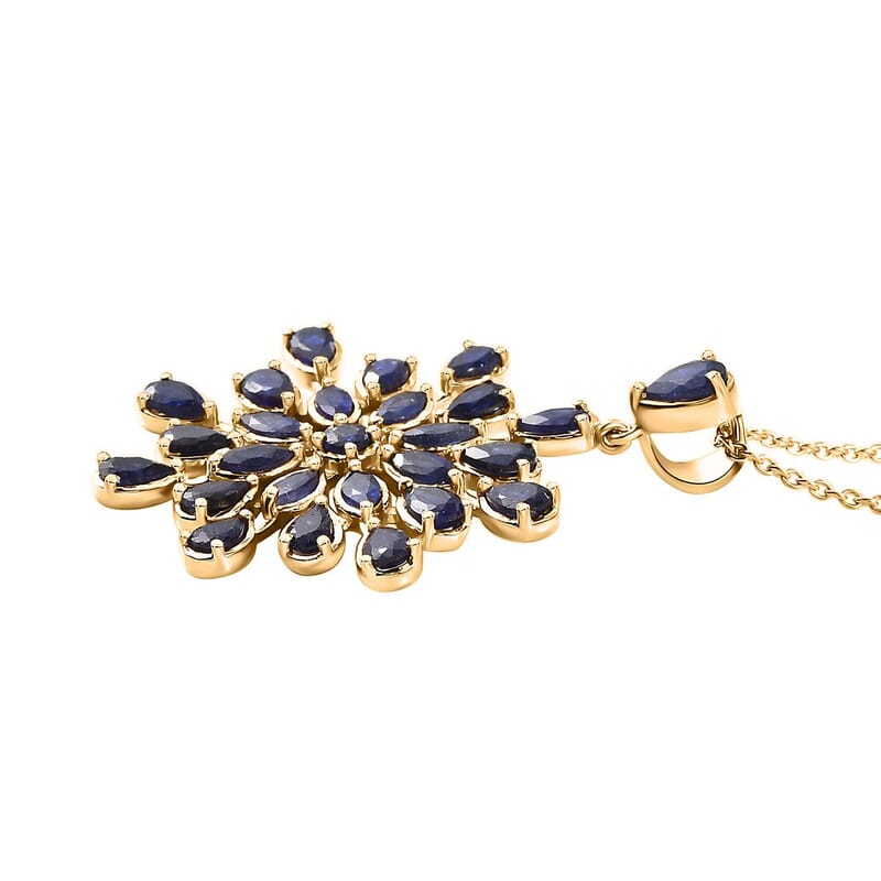 Masoala Sapphire (D) 7.00 ctw Pendant Necklace 20 Inches in Vermeil Yellow Gold Over Sterling Silver