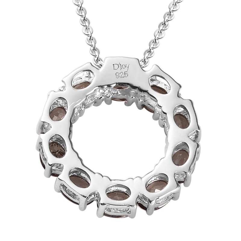 Merelani Color Change Garnet Circle Pendant Necklace 20 Inches in Platinum Over Sterling Silver 2.00 ctw
