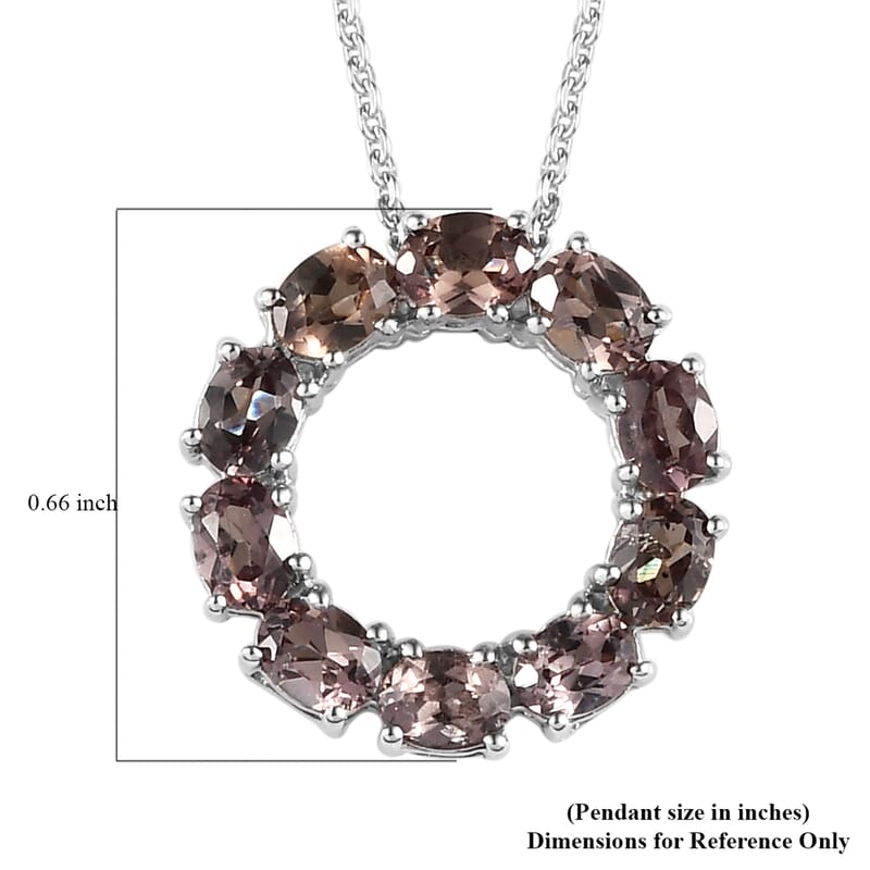 Merelani Color Change Garnet Circle Pendant Necklace 20 Inches in Platinum Over Sterling Silver 2.00 ctw