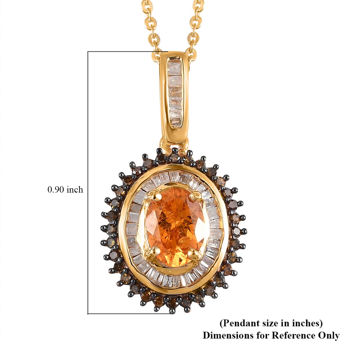 Viceroy Spessartine Garnet, Red and White Diamond Pendant Necklace 20 Inches in Vermeil Yellow Gold Over Sterling Silver 1.30 ctw image number 5