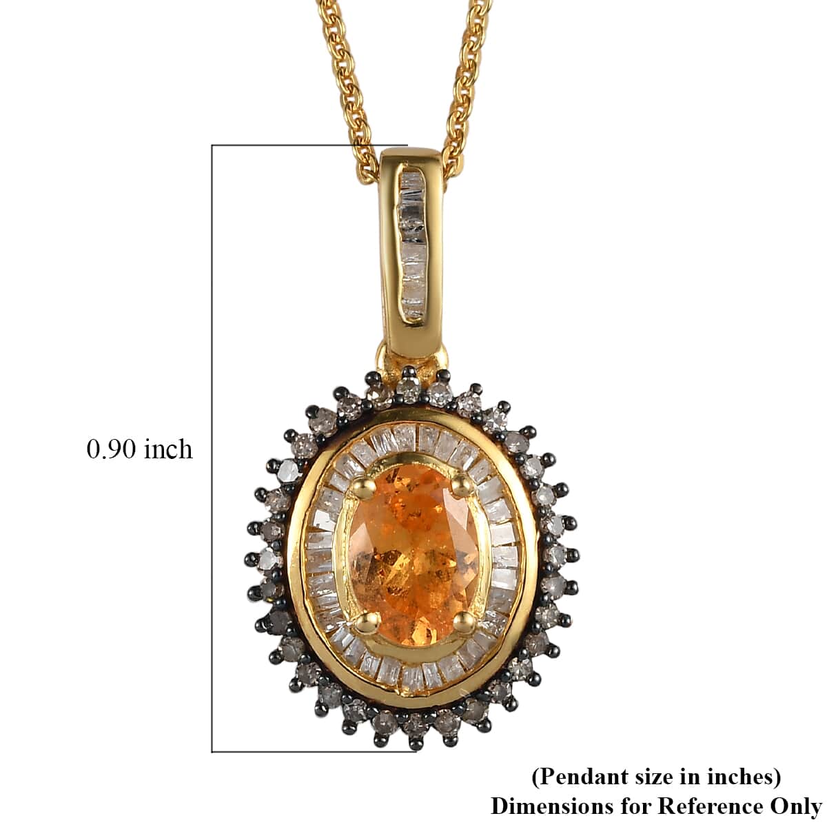 Viceroy Spessartine Garnet, Red and White Diamond Pendant Necklace 20 Inches in Vermeil Yellow Gold Over Sterling Silver 1.30 ctw image number 6