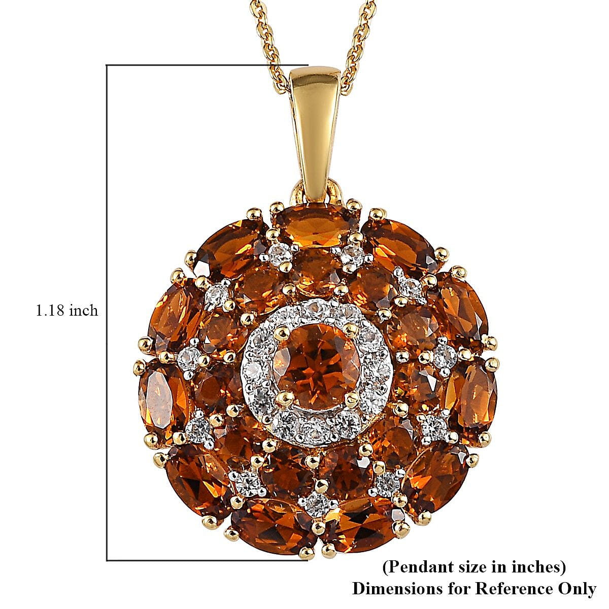 Golden Tourmaline and White Zircon Pendant Necklace 20 Inches in Vermeil Yellow Gold Over Sterling Silver 4.25 ctw image number 5