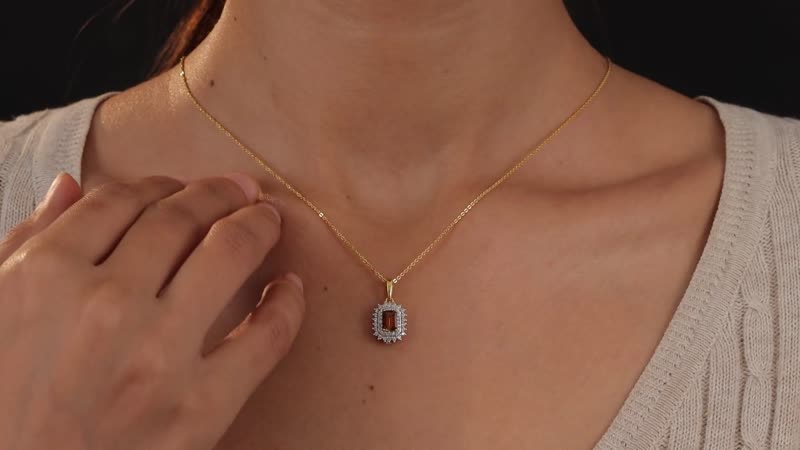 Tanzanian Golden Tourmaline and White Zircon Pendant Necklace 20 Inches in Vermeil Yellow Gold Over Sterling Silver 0.90 ctw