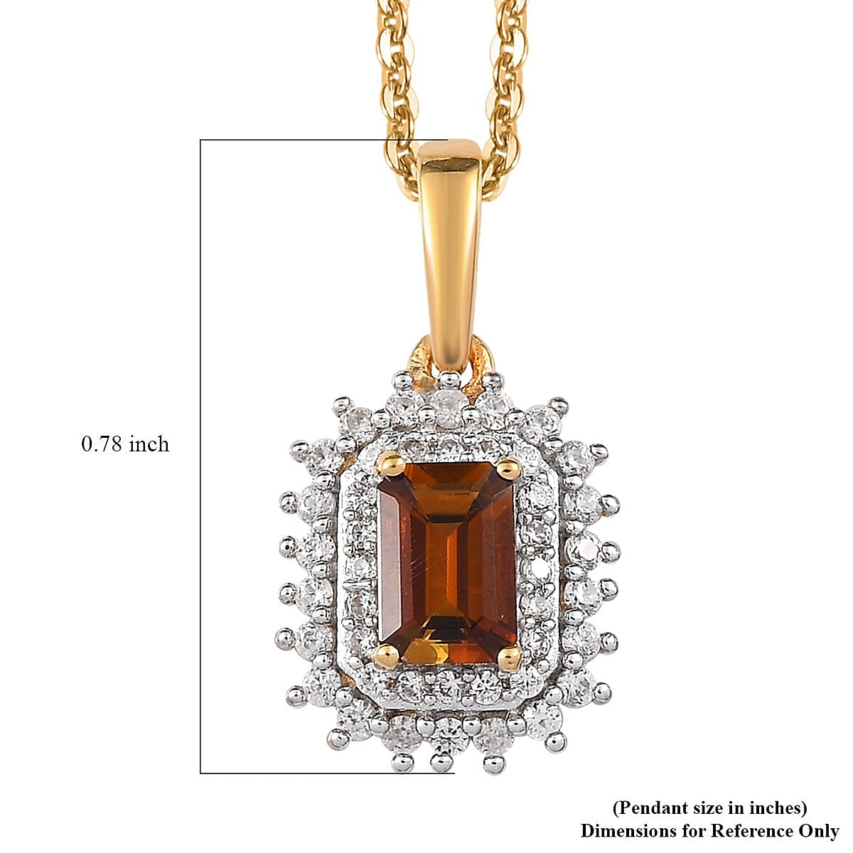 Tanzanian Golden Tourmaline and White Zircon Pendant Necklace 20 Inches in Vermeil Yellow Gold Over Sterling Silver 0.90 ctw
