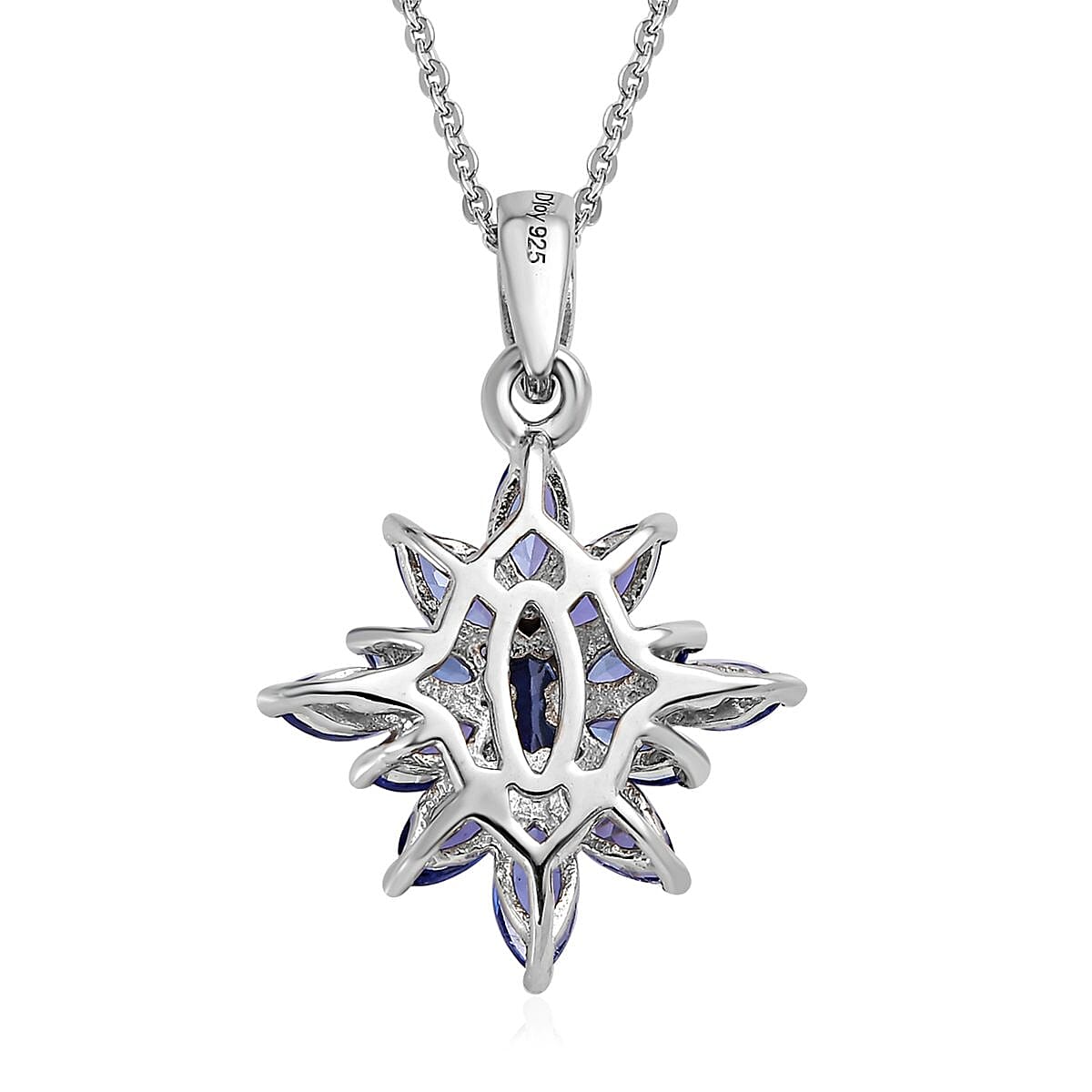 AAA Tanzanite Floral Pendant Necklace 20 Inches in Platinum Over Sterling Silver 1.75 ctw image number 4