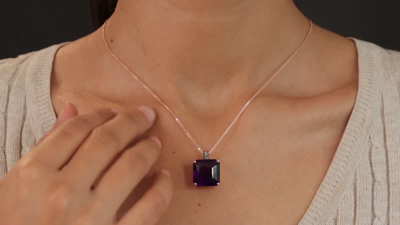 TLV Amethyst, Natural Champagne and White Diamond Pendant Necklace (20 Inches) in Vermeil RG Over Sterling Silver 14.40 ctw