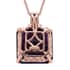 Asscher Cut Amethyst, Natural Champagne and White Diamond Pendant Necklace 20 Inches in Vermeil Rose Gold Over Sterling Silver 14.40 ctw image number 4