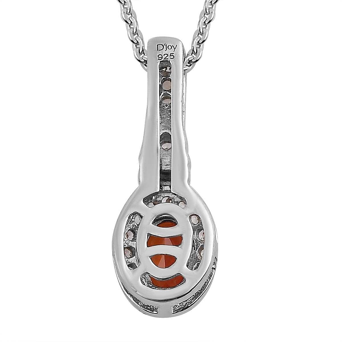 Lab Created Padparadscha Sapphire and White Zircon Halo Ring (Size 5.0) and Pendant Necklace 20 Inches in Platinum Over Sterling Silver 1.75 ctw