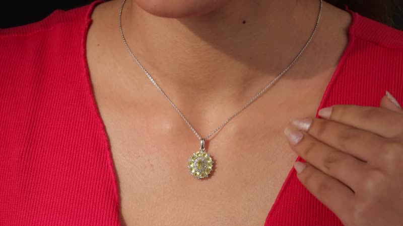 Tanzanian Canary Opal Necklace in Platinum Plated Sterling Silver, White Zircon Floral Pendant, Opal Flower Necklace, Birthday Gifts 1.75 ctw (20 Inches)