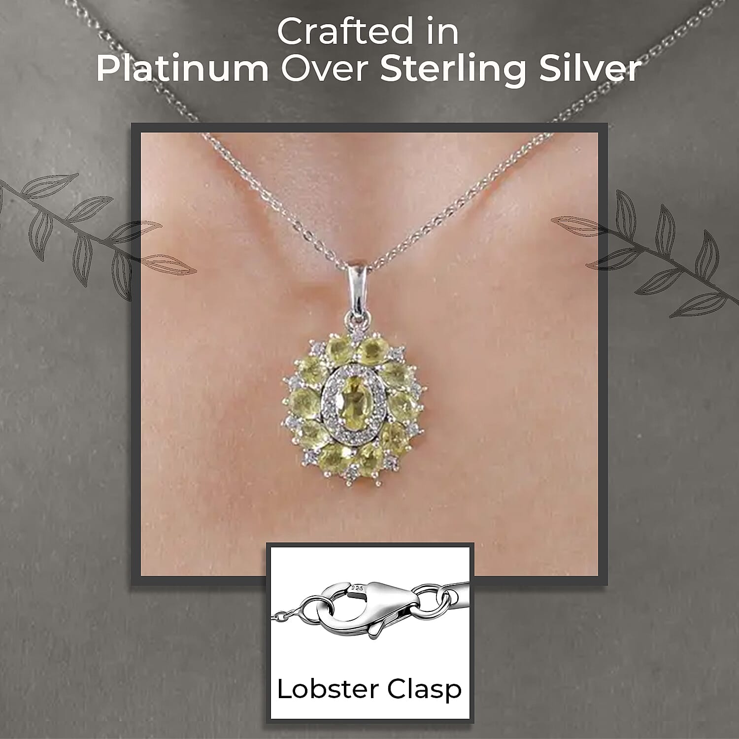 Buy Tanzanian Canary Opal Necklace in Platinum Plated