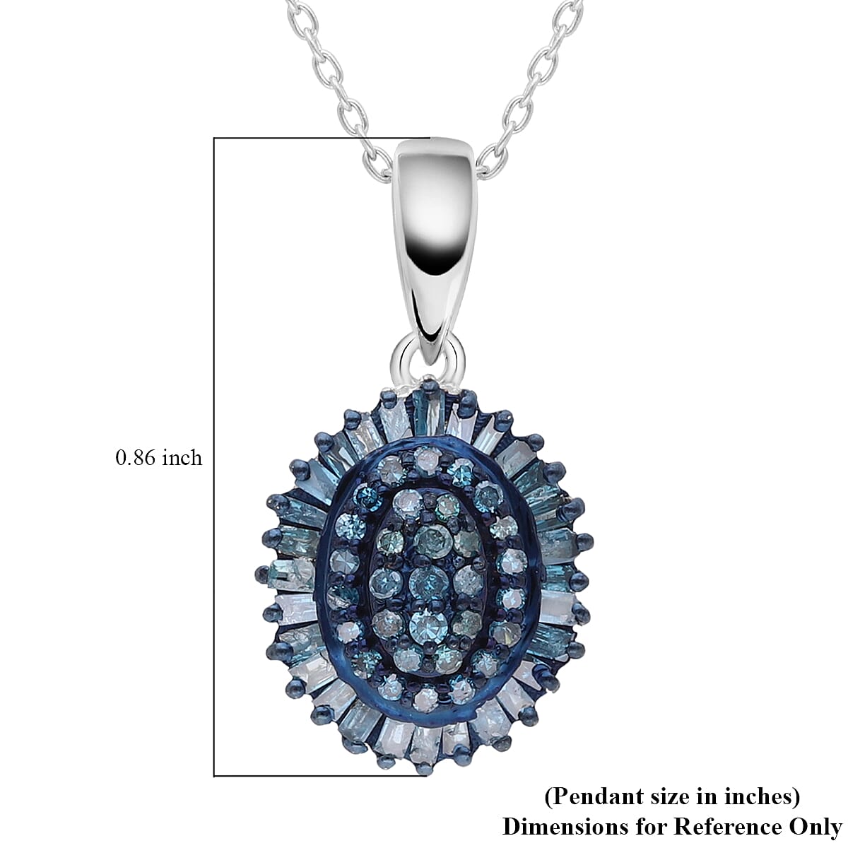 TLV Blue Diamond (IR) Floral Pendant Necklace (18 Inches) in Platinum Over Sterling Silver 0.50 ctw image number 5