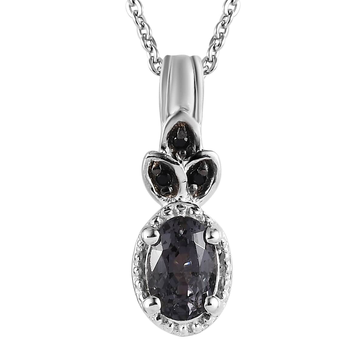 Platinum Spinel, Thai Black Spinel Ring (Size 5.0) and Pendant Necklace (20 Inches) in Platinum Over Sterling Silver 1.20 ctw image number 6