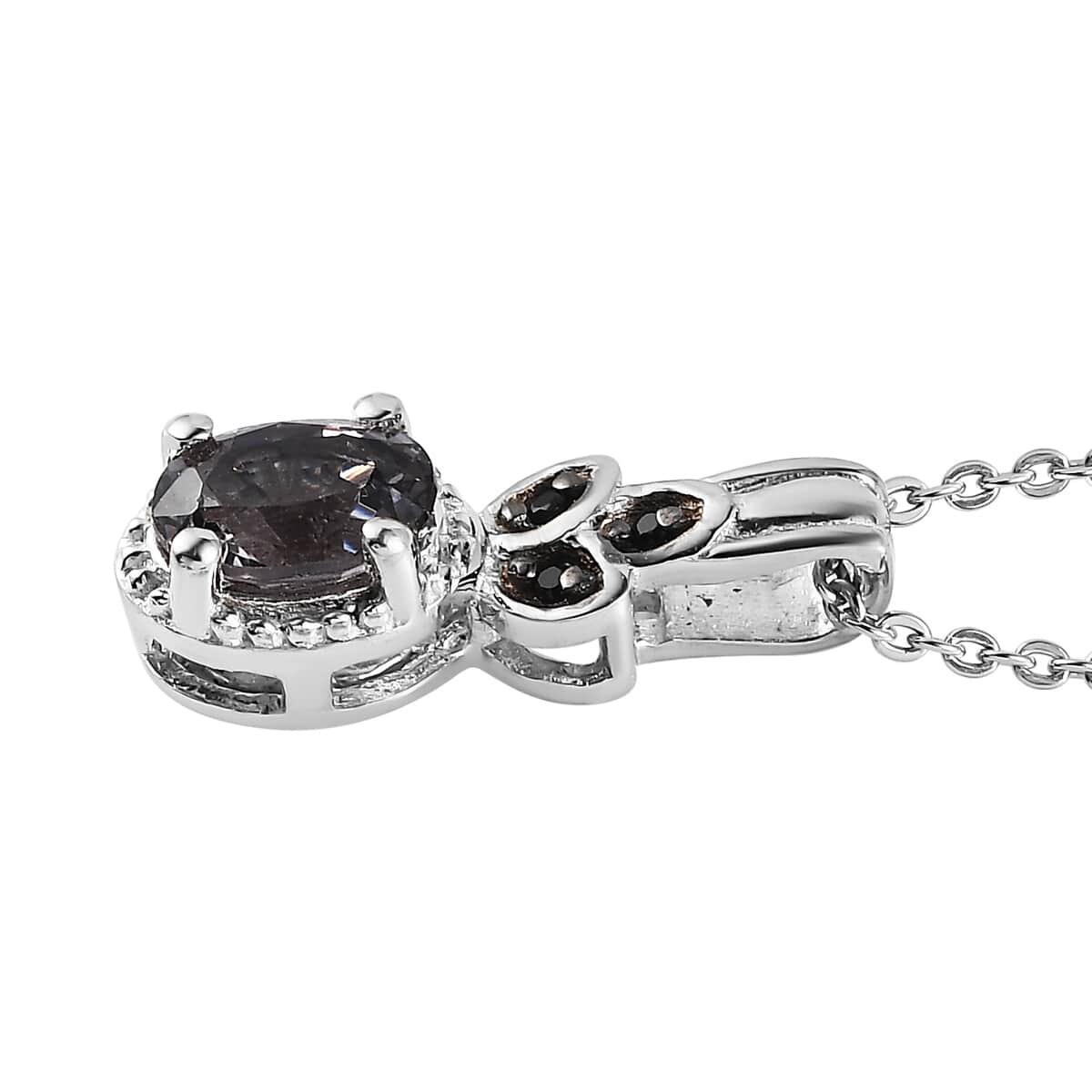 Platinum Spinel, Thai Black Spinel Ring (Size 5.0) and Pendant Necklace (20 Inches) in Platinum Over Sterling Silver 1.20 ctw image number 7