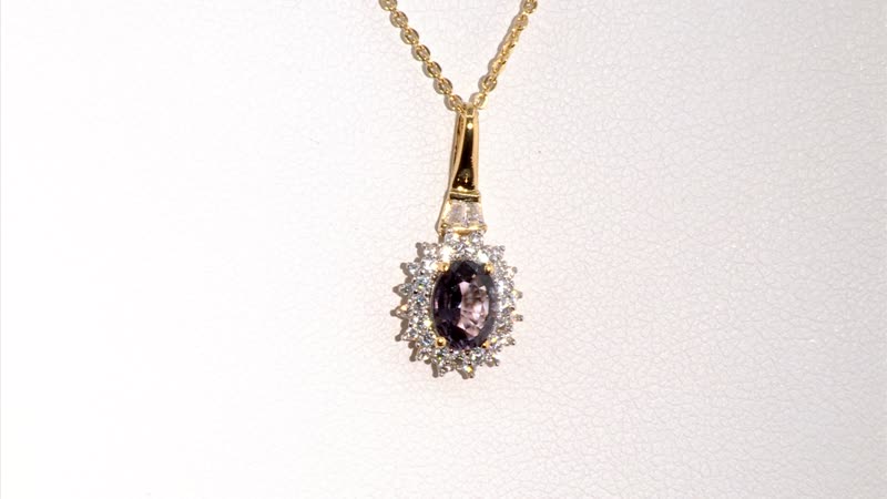 Tanzanian Platinum Spinel and Moissanite 1.15 ctw Sunburst Pendant Necklace in Vermeil Yellow Gold Over Sterling Silver 20 Inches