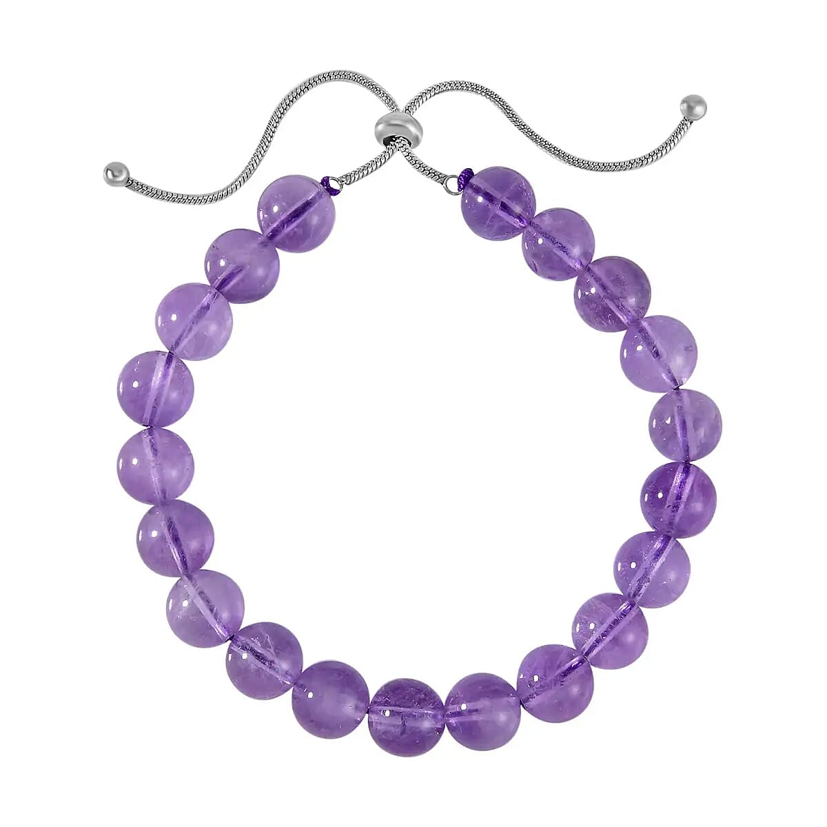 Lavender Amethyst and African Amethyst Jewelry Set of Dangle Earrings, Bolo Bracelet and Beaded Necklace, 18-22 Inch Necklace, Stainless Steel Jewelry Set 256.55 ctw