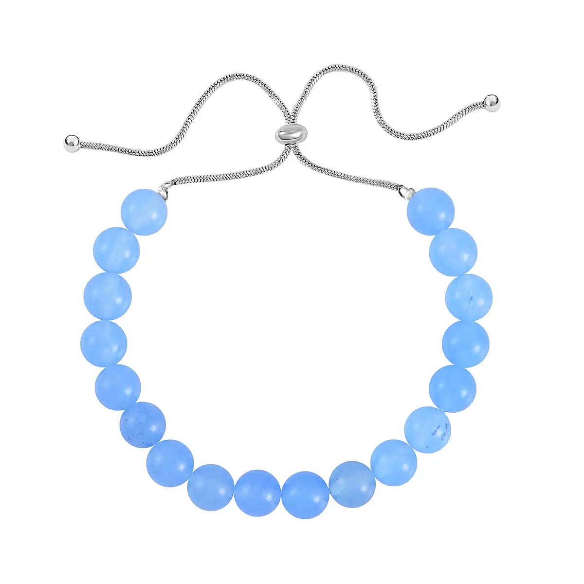 Blue Agate Jewelry Set of Dangle Earrings, Bolo Bracelet and Beaded Necklace, 18-22 Inch Necklace, Stainless Steel Jewelry Set 264.25 ctw image number 4