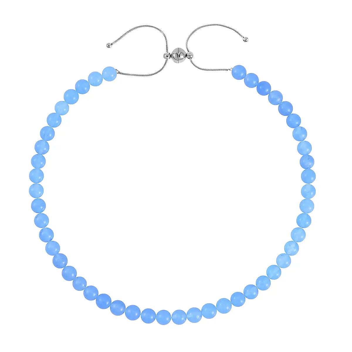 Blue Agate Jewelry Set of Dangle Earrings, Bolo Bracelet and Beaded Necklace, 18-22 Inch Necklace, Stainless Steel Jewelry Set 264.25 ctw image number 6