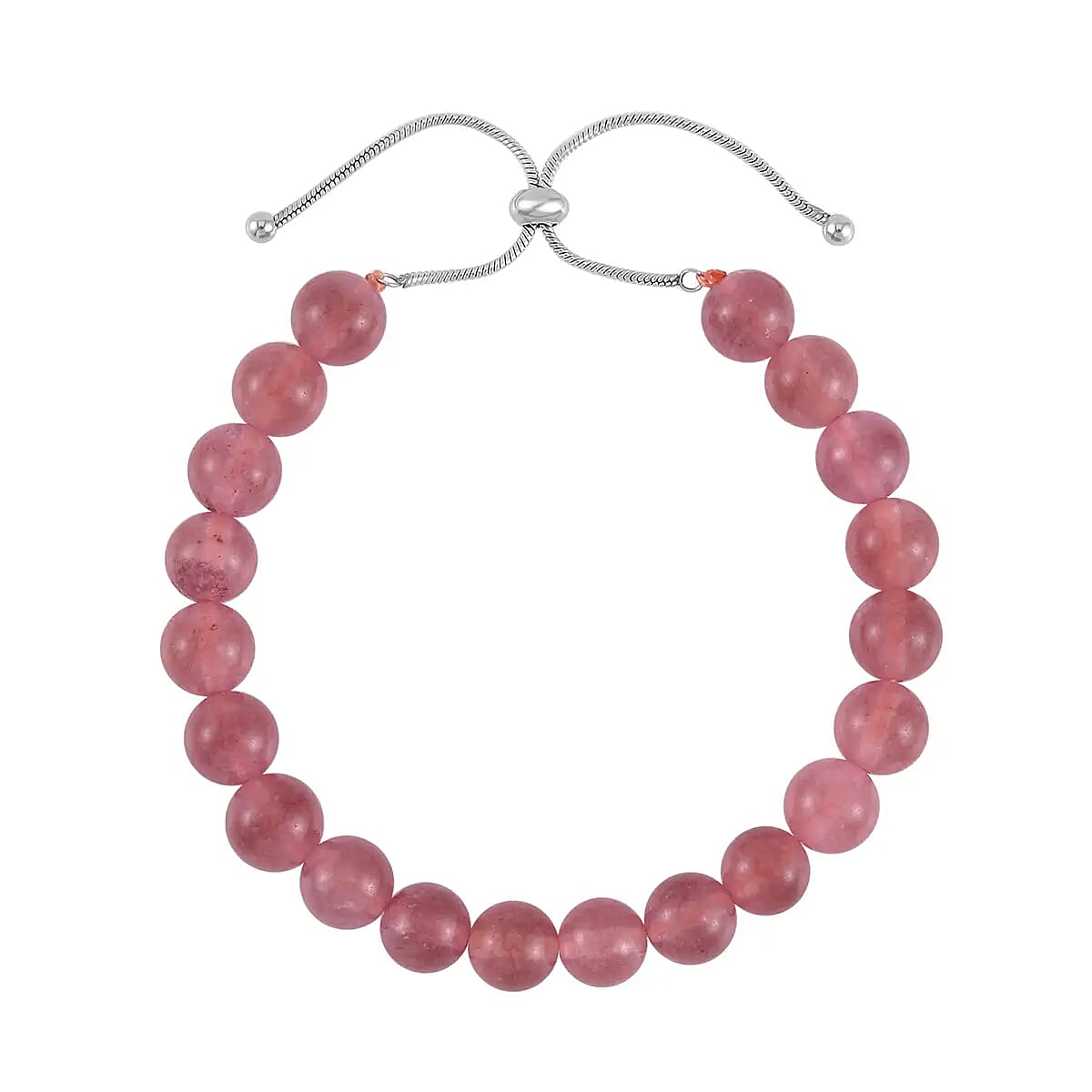 Strawberry Quartz Set of Dangle Earrings, Bolo Bracelet and Beaded Necklace, 18-22 Inch Necklace, Stainless Steel Jewelry Set 264.25 ctw