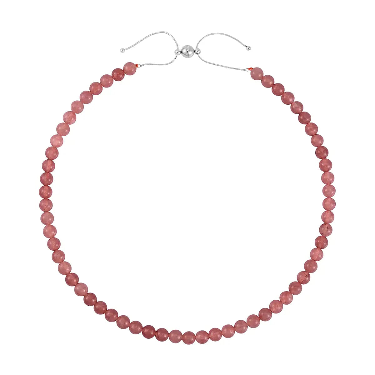Strawberry Quartz Set of Dangle Earrings, Bolo Bracelet and Beaded Necklace, 18-22 Inch Necklace, Stainless Steel Jewelry Set 264.25 ctw