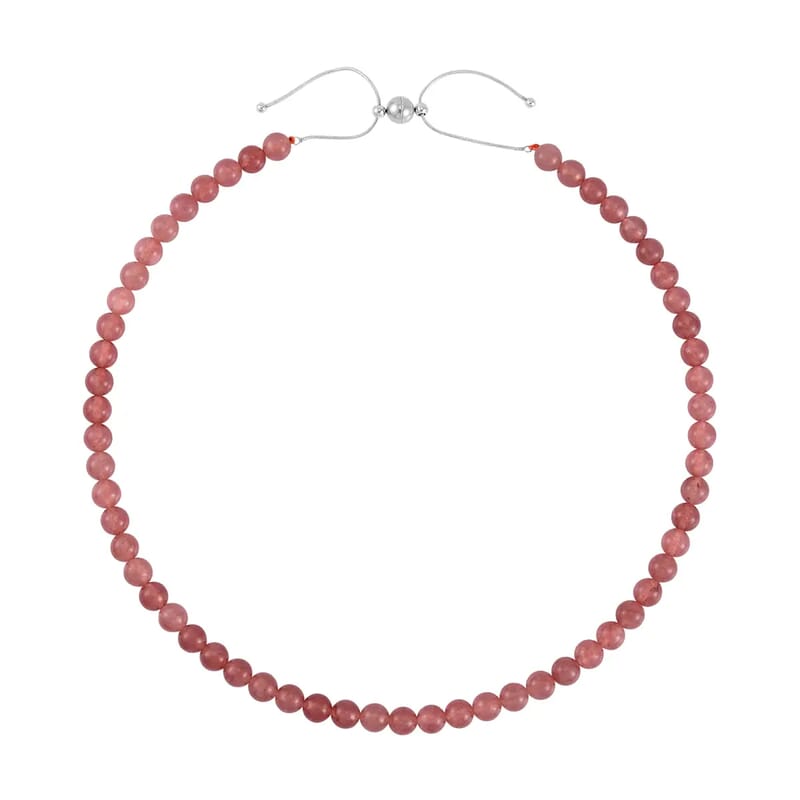 Strawberry Quartz Set of Dangle Earrings, Bolo Bracelet and Beaded Necklace, 18-22 Inch Necklace, Stainless Steel Jewelry Set 264.25 ctw