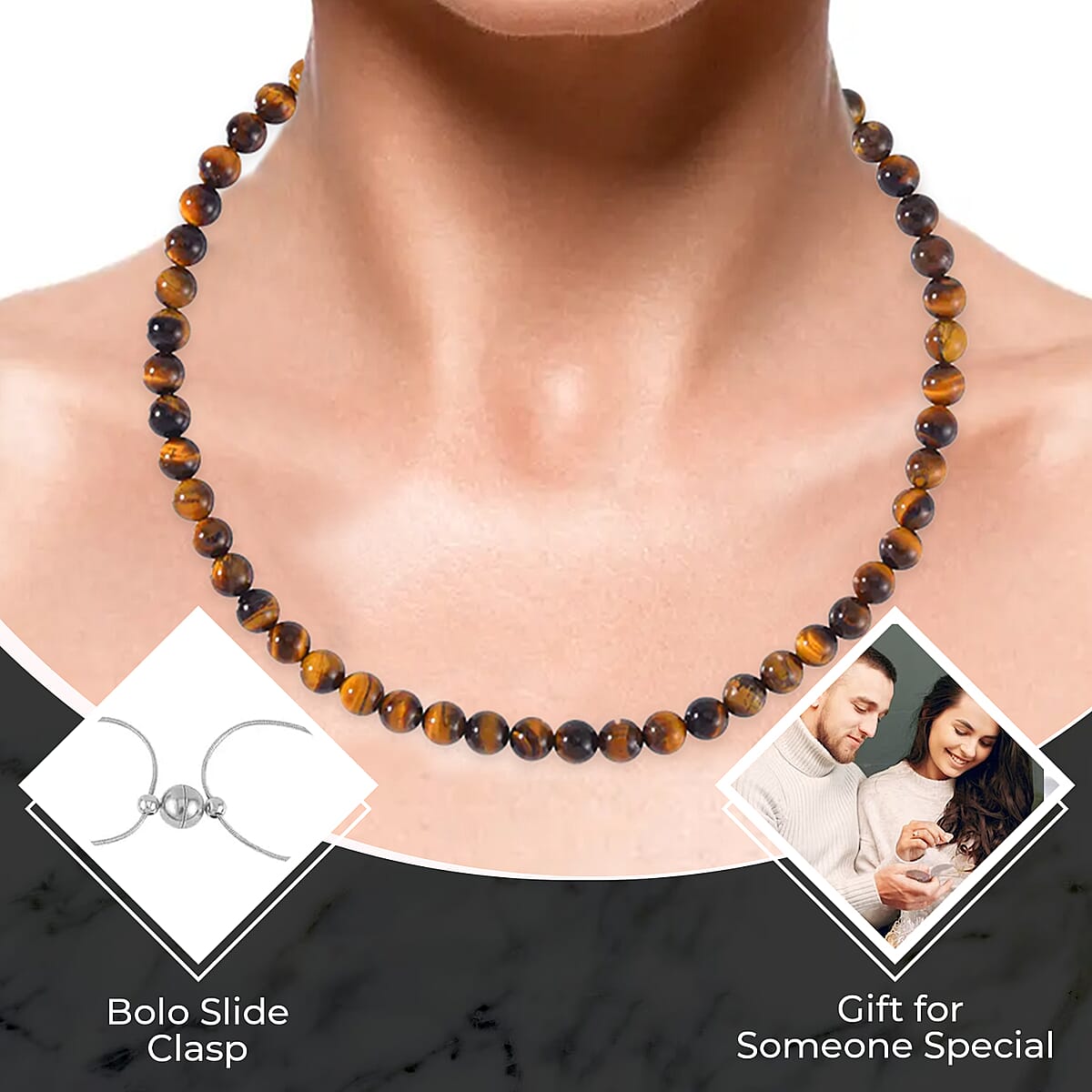 Yellow Tiger's Eye Set of Dangle Earrings, Bolo Bracelet and Beaded Necklace, 18-22 Inch Necklace, Stainless Steel Jewelry Set 279.60 ctw image number 2