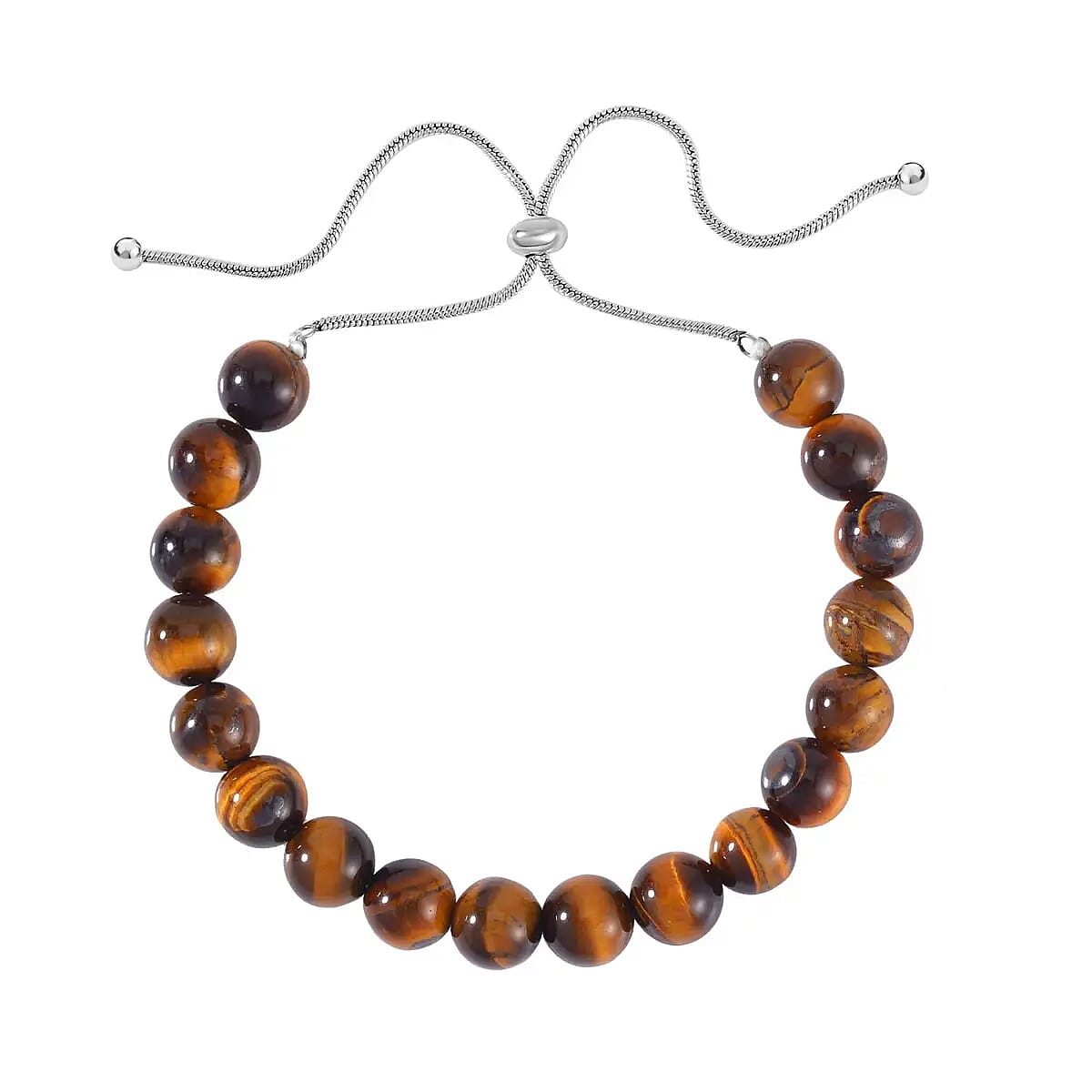 Yellow Tiger's Eye Set of Dangle Earrings, Bolo Bracelet and Beaded Necklace, 18-22 Inch Necklace, Stainless Steel Jewelry Set 279.60 ctw image number 4