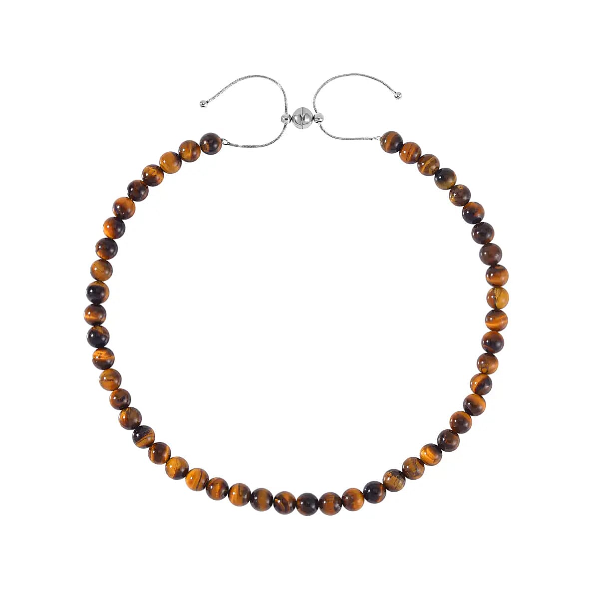 Yellow Tiger's Eye Set of Dangle Earrings, Bolo Bracelet and Beaded Necklace, 18-22 Inch Necklace, Stainless Steel Jewelry Set 279.60 ctw image number 6