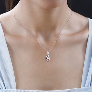 Premium Mangoro Aquamarine and White Zircon Pendant Necklace 20 Inches in Platinum Over Sterling Silver 0.65 ctw