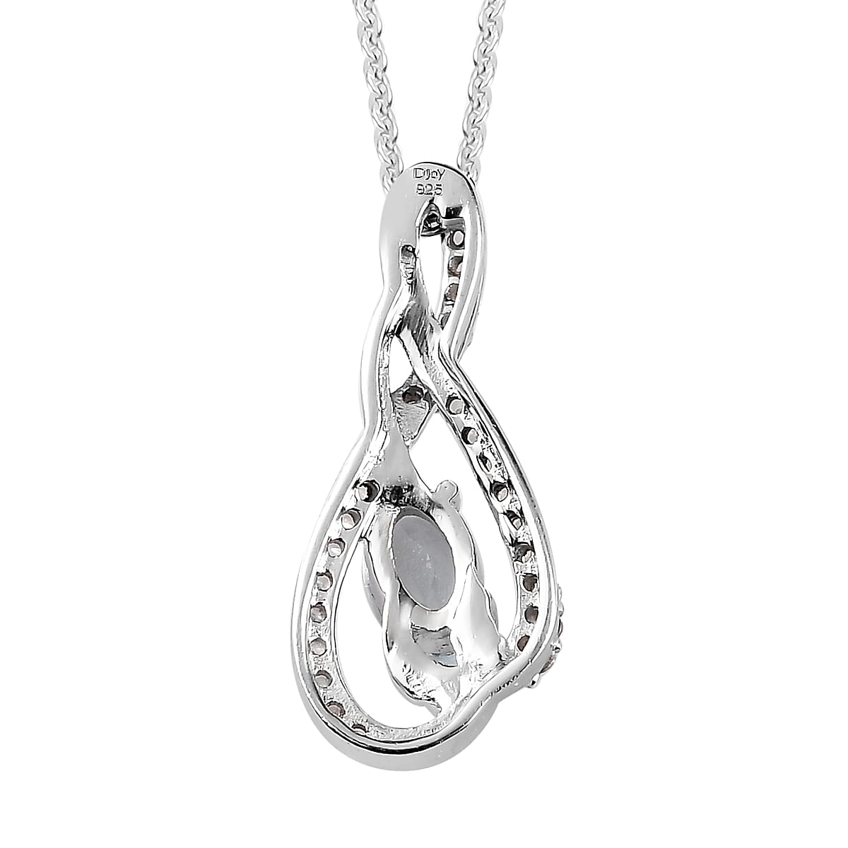 Premium Mangoro Aquamarine and White Zircon Pendant Necklace 20 Inches in Platinum Over Sterling Silver 0.65 ctw image number 4