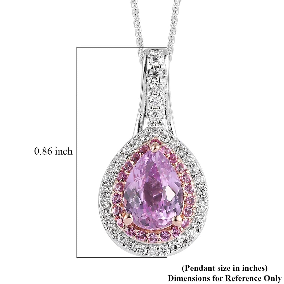 AAA Patroke Kunzite and Multi Gemstone Double Halo Pendant Necklace 20 Inches in Vermeil RG and Platinum Over Sterling Silver 1.75 ctw image number 6