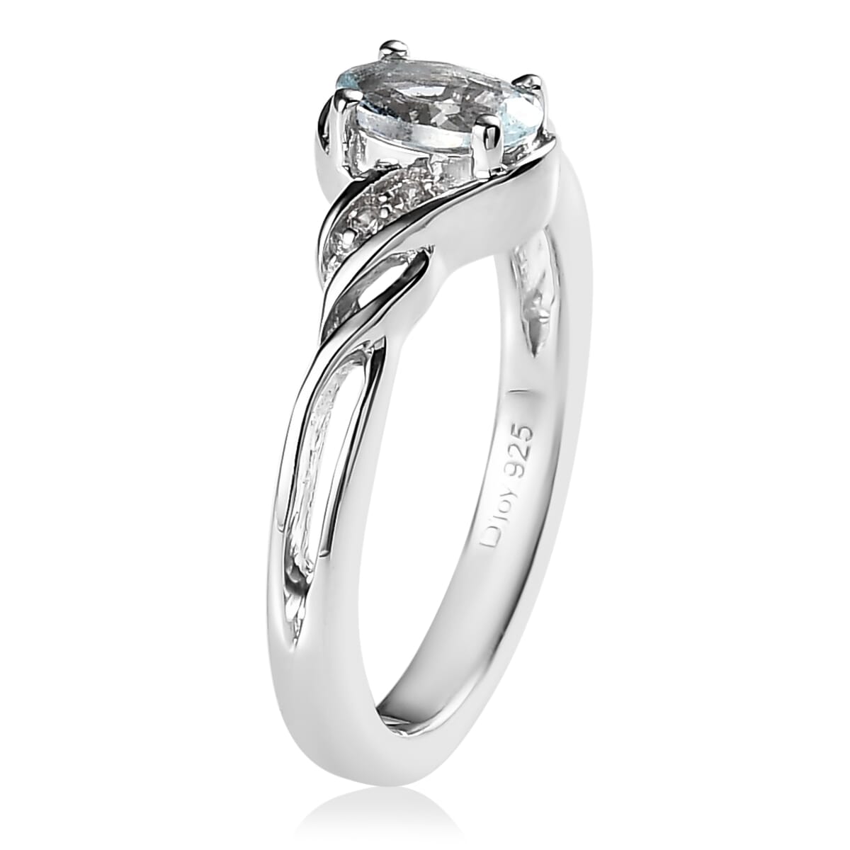 Premium Madagascar Aquamarine, White Zircon Ring (Size 5.0) and Pendant Necklace (20 Inches) in Platinum Over Sterling Silver 0.90 ctw image number 3