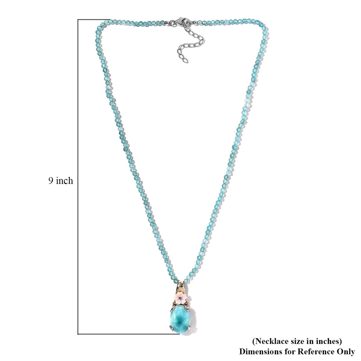 Larimar, Multi Gemstone Pendant with Beaded Necklace (18 Inches) in Platinum Over Sterling Silver 83.75 ctw image number 5