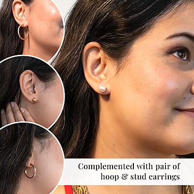 EverTrue 15pcs Jewelry Set with Necklace (18, 20 & 22Inch), Bracelet, Hoops, Stud Earrings in ION Plated RG Stainless Steel