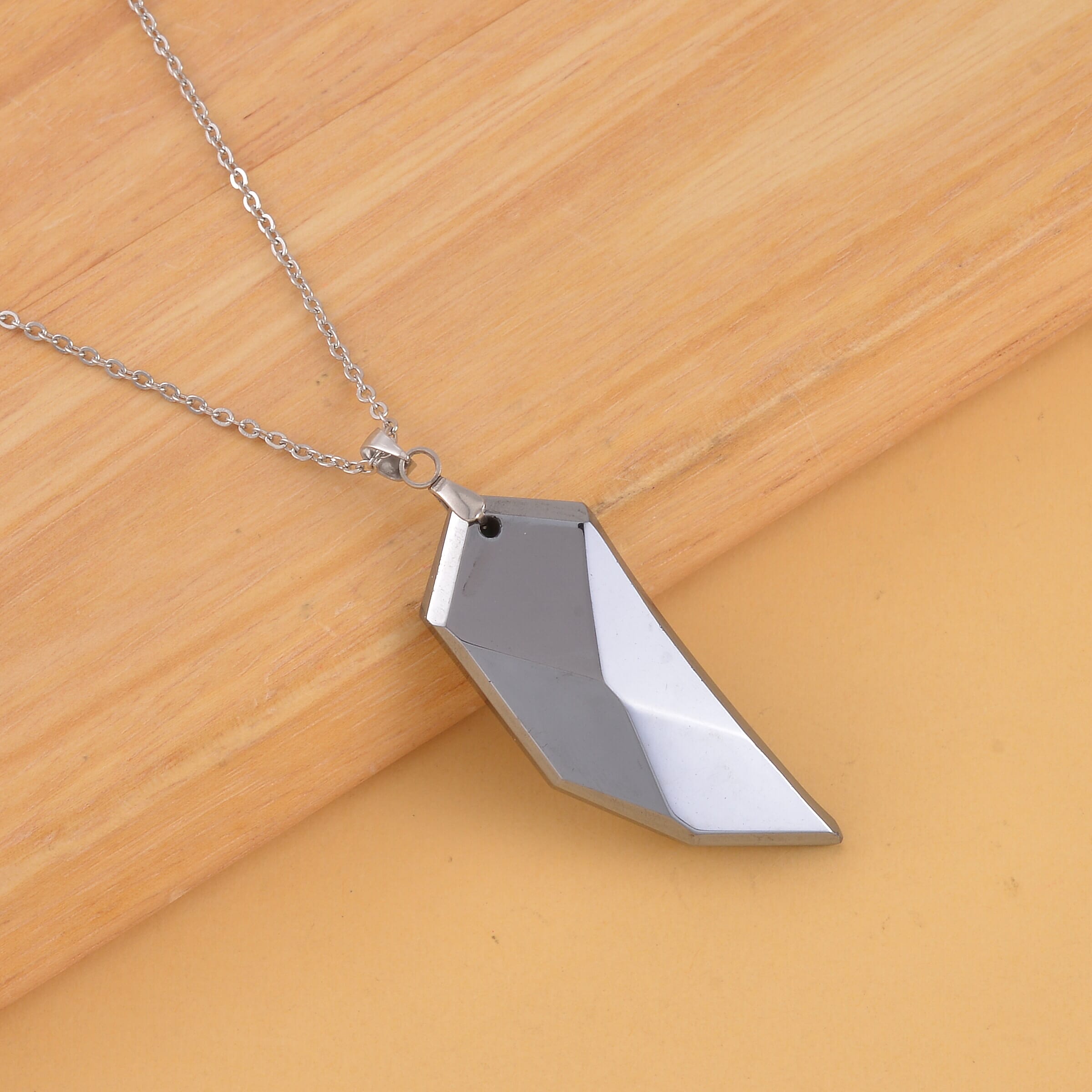 Terahertz 50.00 ctw Solitaire Pendant Necklace, Fancy Terahertz Necklace, 20 Inch Necklace, Stainless Steel Necklace