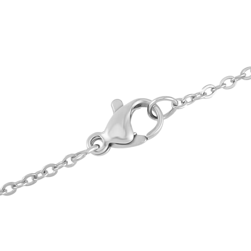 Terahertz 50.00 ctw Solitaire Pendant Necklace, Fancy Terahertz Necklace, 20 Inch Necklace, Stainless Steel Necklace