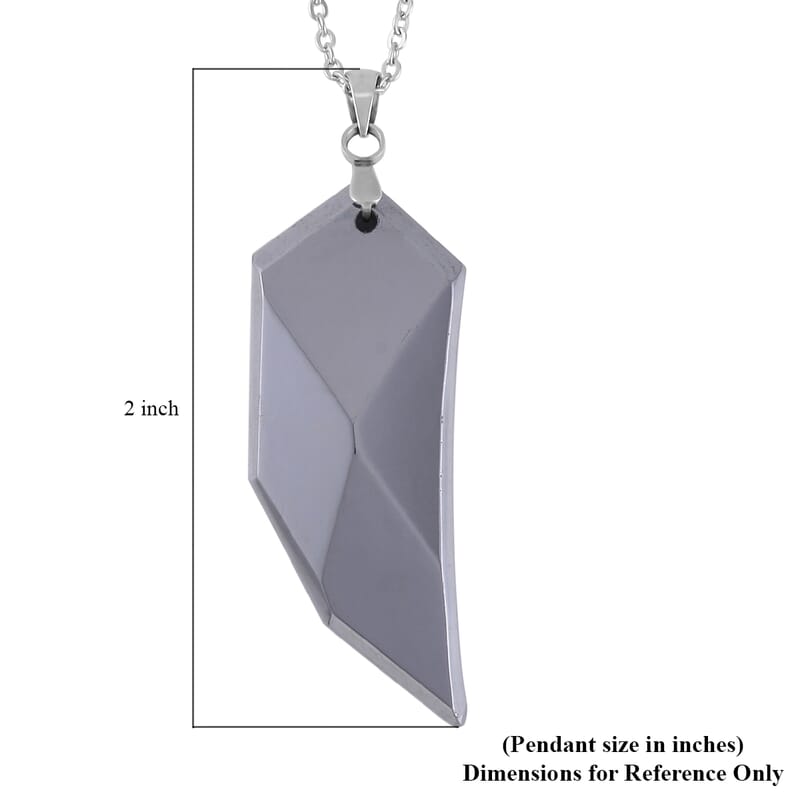 Terahertz 50.00 ctw Solitaire Pendant Necklace, Fancy Terahertz Necklace, 20 Inch Necklace, Stainless Steel Necklace