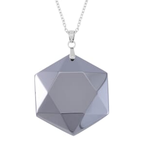 Terahertz 50.00 ctw Solitaire Pendant Necklace, Fancy Terahertz Necklace, 20 Inch Necklace, Stainless Steel Necklace