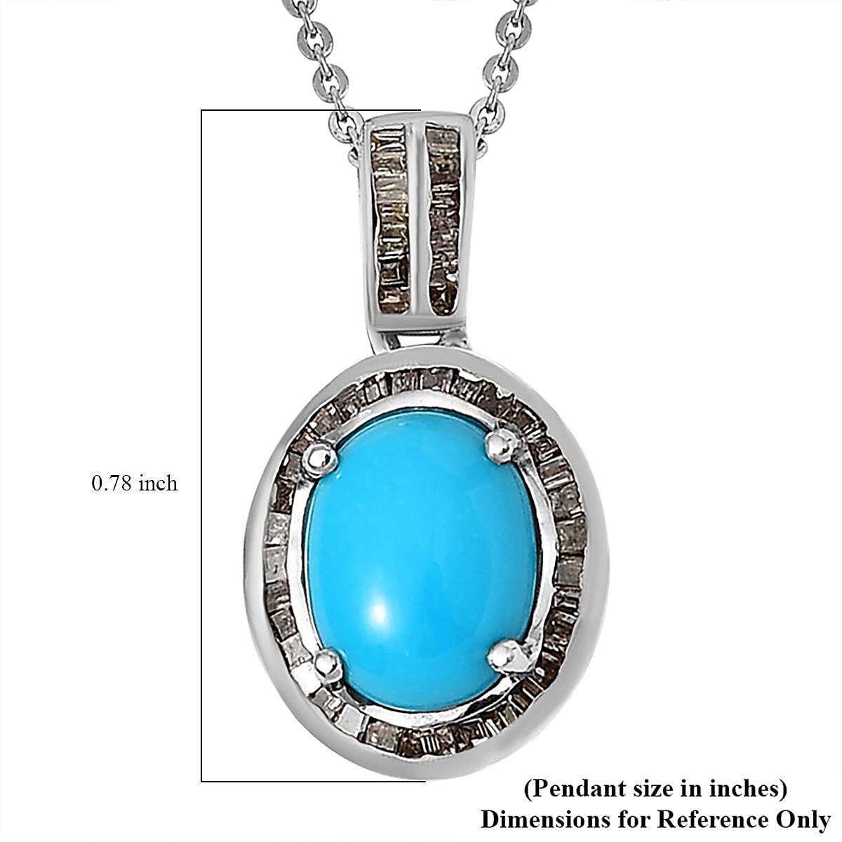 Sleeping Beauty Turquoise and Natural Champagne Diamond Halo Pendant Necklace 20 Inches in Platinum Over Sterling Silver 1.85 ctw