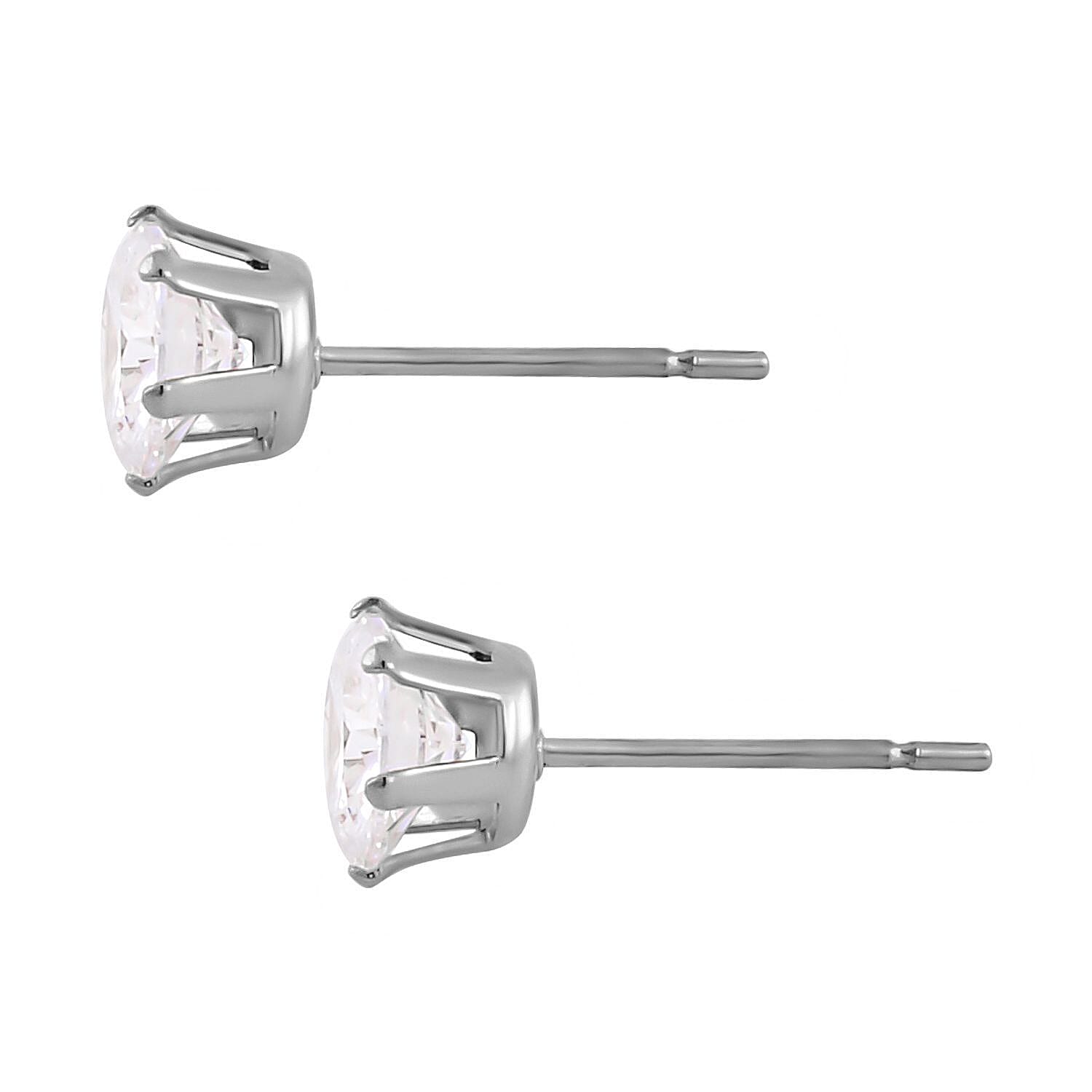 Evertrue Set of 4 pairs Simulated Diamond, Austrian Crystal Hoops and Stud Earrings in Stainless Steel