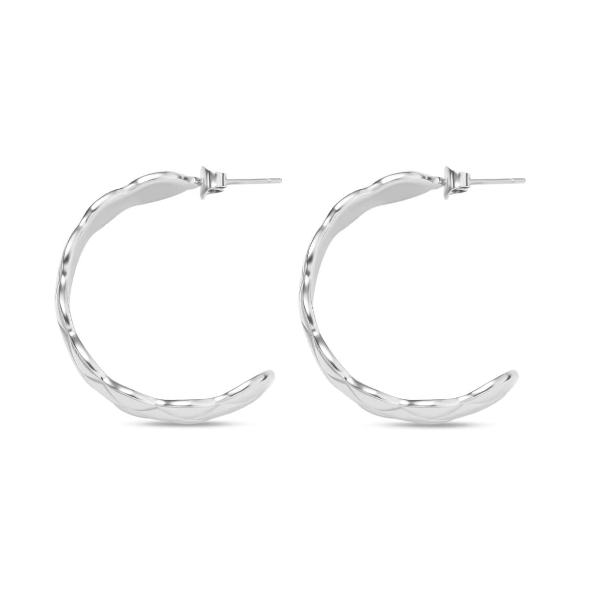 Ever True Diamond-cut Cuff Bracelet (7.0 In) and Half Hoop Earrings in Stainless Steel, Jewelry Set, Birthday Gift For Her image number 2