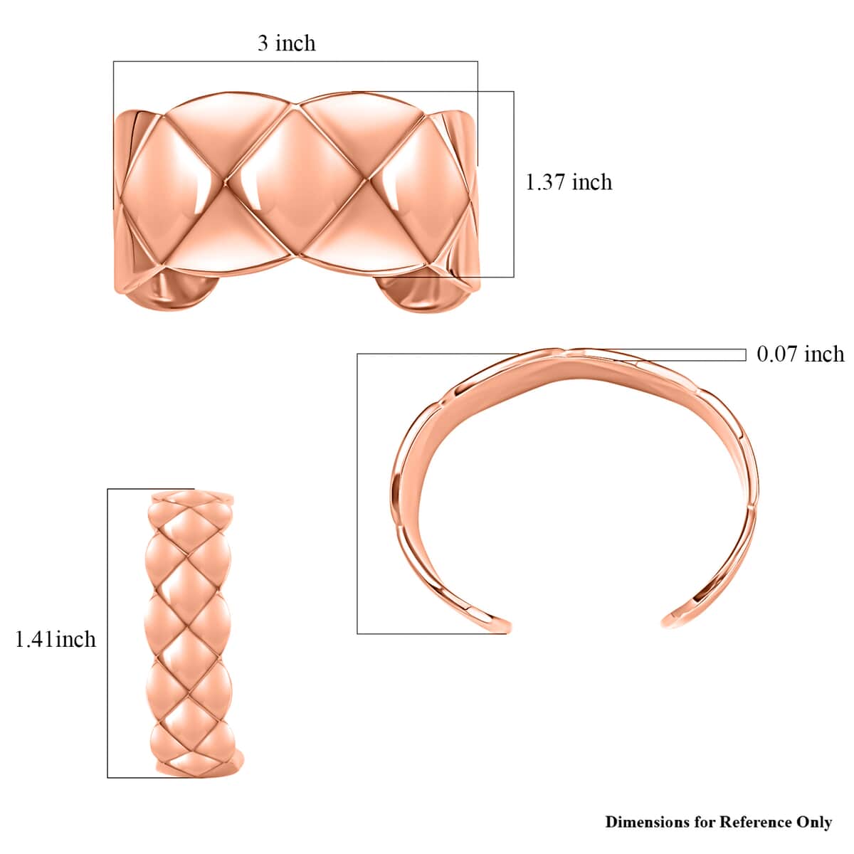 Ever True Diamond-cut Cuff Bracelet (7.0 In) and Half Hoop Earrings in ION Plated Rose Gold Stainless Steel, Jewelry Set, Birthday Gift For Her image number 6