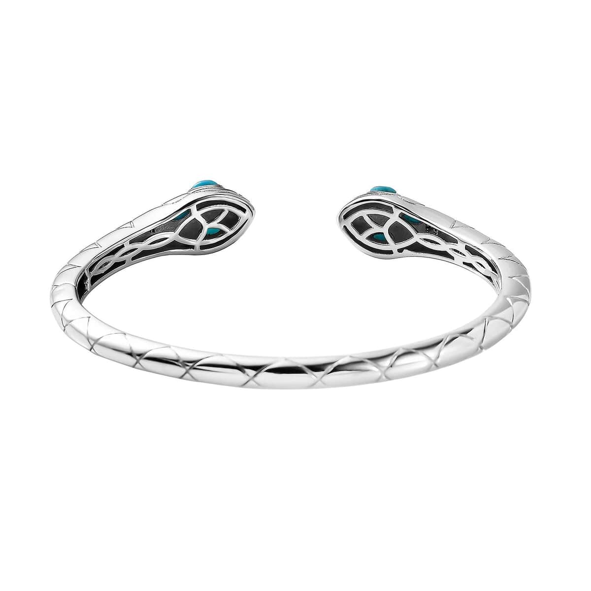 Karis Sleeping Beauty Turquoise Snake Cuff Bracelet (6.50 In) and Earrings in Platinum Bond 1.25 ctw image number 5