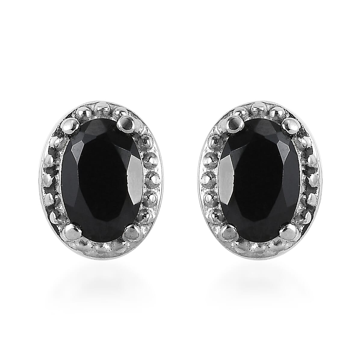 Thai Black Spinel Jewelry Set of Bangle Bracelet, 3 Stone Ring, Pendant and Stud Earrings, Stainless Steel Jewelry Set, Gifts For Her 9.00 ctw image number 10