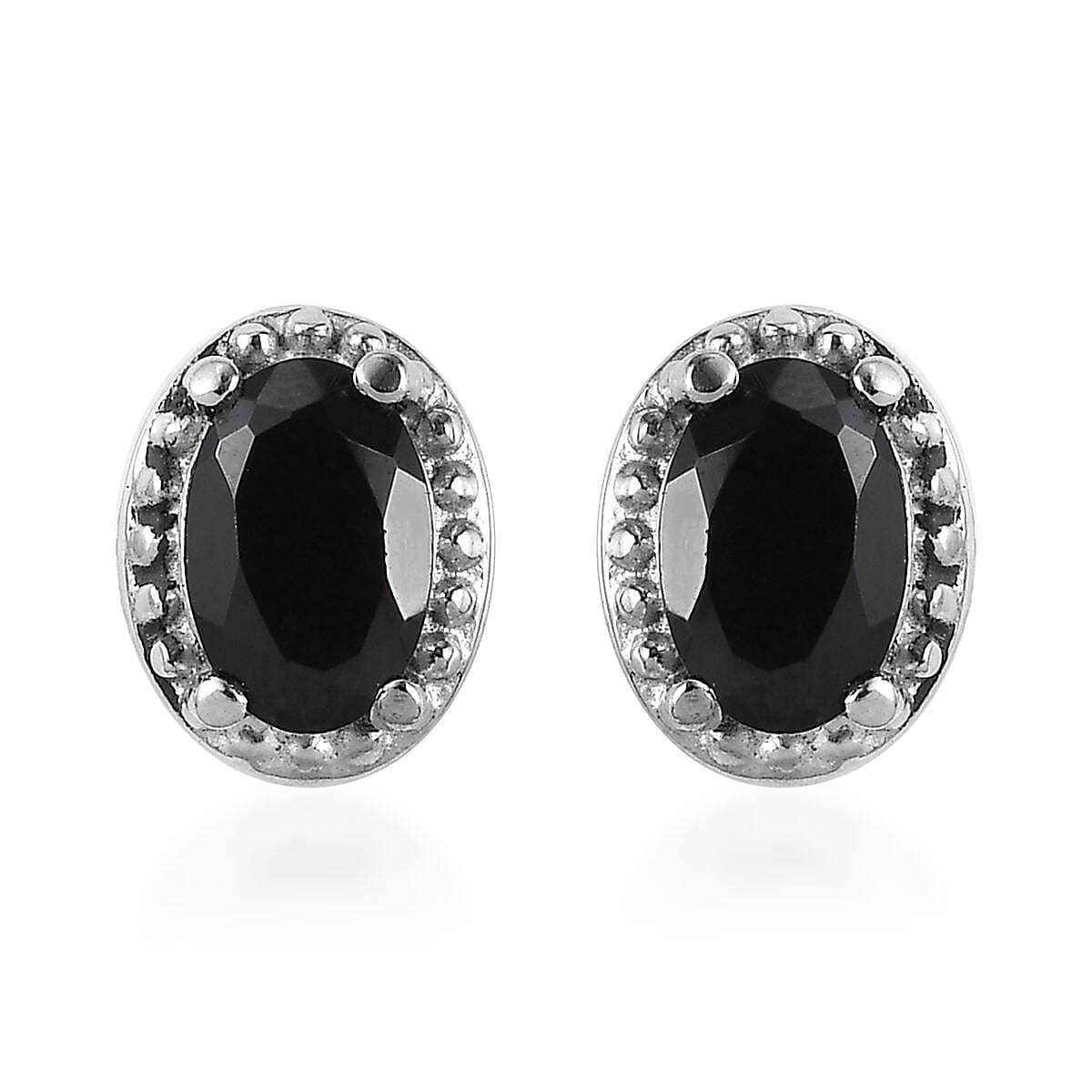 Thai Black Spinel Jewelry Set of Bangle Bracelet, 3 Stone Ring, Pendant and Stud Earrings, Stainless Steel Jewelry Set, Gifts For Her 9.00 ctw image number 10