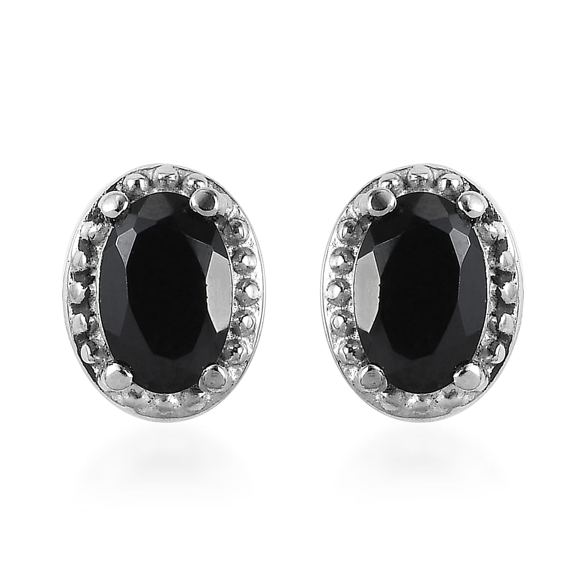 Thai Black Spinel Jewelry Set of Bangle Bracelet, 3 Stone Ring, Pendant and Stud Earrings, Stainless Steel Jewelry Set, Gifts For Her 9.00 ctw image number 10