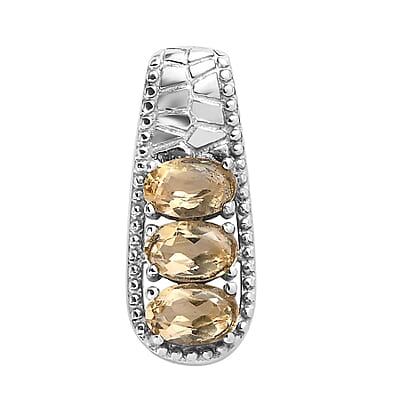 Brazilian Citrine 6.40 ctw Jewelry Set of Bangle Bracelet, 3 Stone Ring, Pendant and Stud Earrings, Stainless Steel Jewelry Set, Gifts For Her